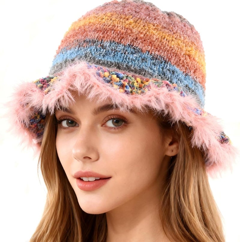 Busnos Crochet Bucket Hats for Women Handmade Hat Cute Foldable Knitted Hats for Women - Image 1